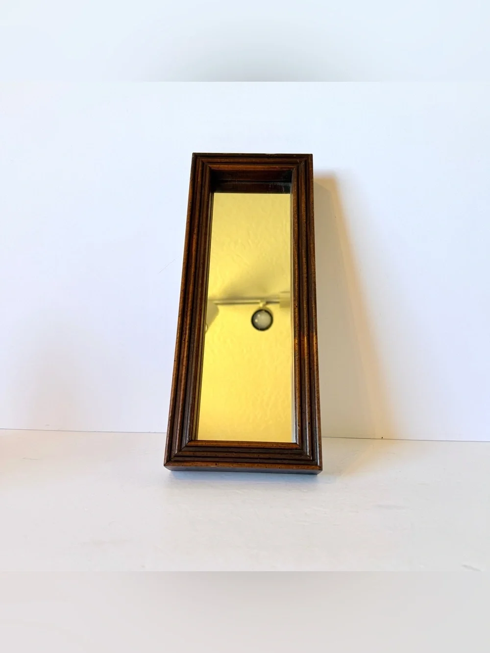 Vintage Dark Brown Wood Framed Wall Mirror Rectangular Accent Mirror 13.25 x 5.2